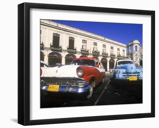 Classic Cars, Old City of Havana, Cuba-Greg Johnston-Framed Photographic Print