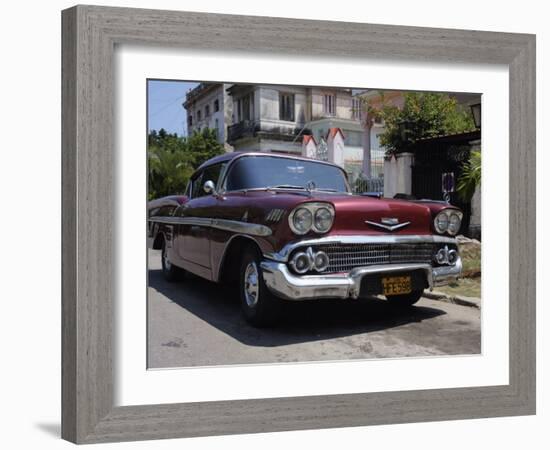 Classic Chevrolet Impala Saloon Car, Vedado, Havana, Cuba, West Indies, Central America-John Harden-Framed Photographic Print