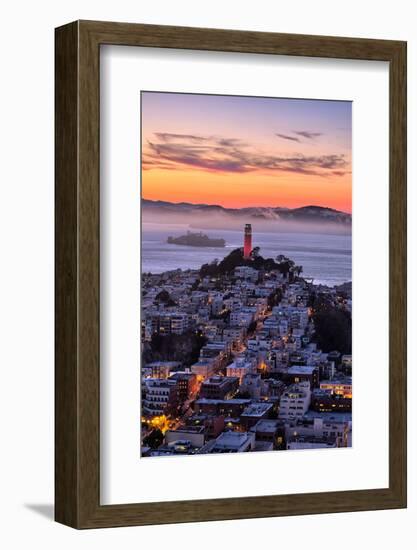 Classic Coit Tower After Sunset, San Francisco, Cityscape, Urban View-Vincent James-Framed Photographic Print