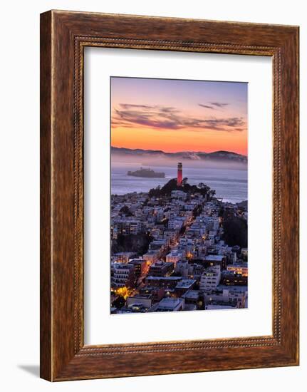 Classic Coit Tower After Sunset, San Francisco, Cityscape, Urban View-Vincent James-Framed Photographic Print