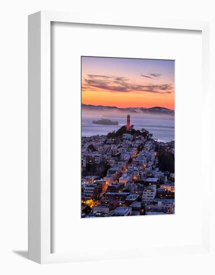 Classic Coit Tower After Sunset, San Francisco, Cityscape, Urban View-Vincent James-Framed Photographic Print