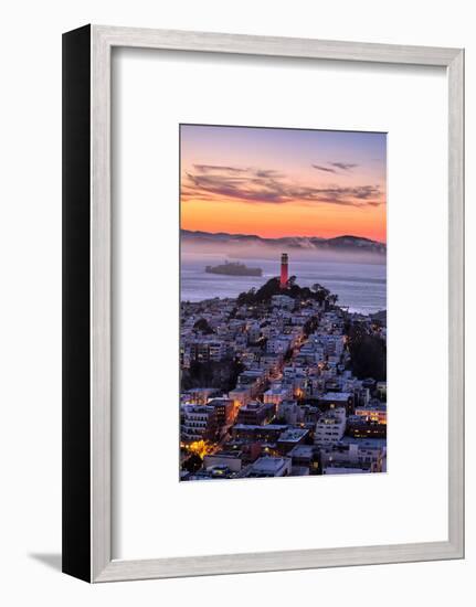 Classic Coit Tower After Sunset, San Francisco, Cityscape, Urban View-Vincent James-Framed Photographic Print