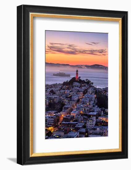 Classic Coit Tower After Sunset, San Francisco, Cityscape, Urban View-Vincent James-Framed Photographic Print
