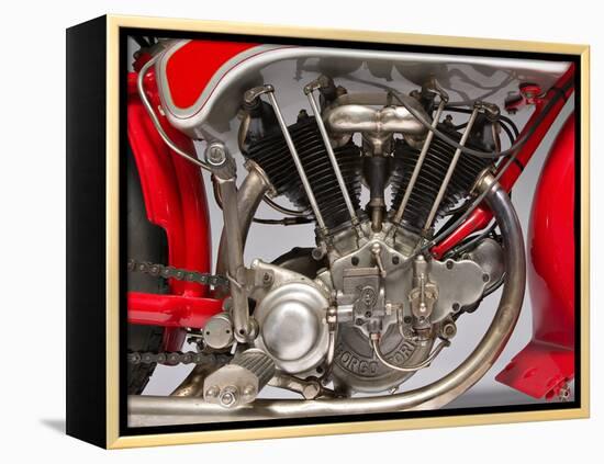 Classic Motorbike Motoborgo 500. Engine (Photo)-null-Framed Premier Image Canvas