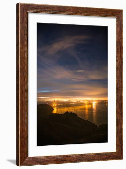 Classic Night View and Stars Over Golden Gate Bridge, San Francisco-Vincent James-Framed Photographic Print