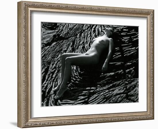 Classic Nude and Lava, Hawaii, c. 1980-Brett Weston-Framed Photographic Print