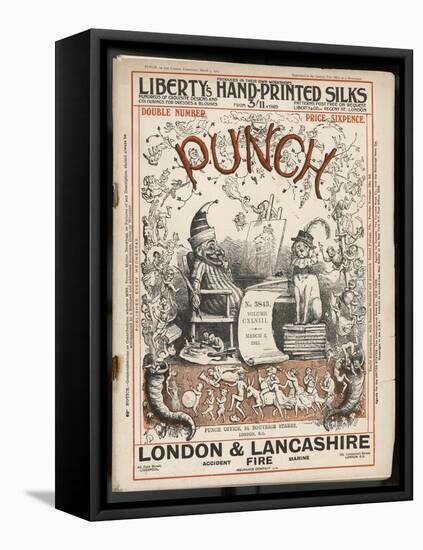 Classic Punch Cover with Mr. Punch and His Dog Toby-Richard Doyle-Framed Stretched Canvas