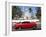 Classic Red American Car Parked By the Old Square in Vinales Village, Pinar Del Rio, Cuba-Lee Frost-Framed Photographic Print