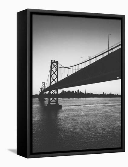 Classic San Francisco Bay Bridge in Black and White-null-Framed Premier Image Canvas