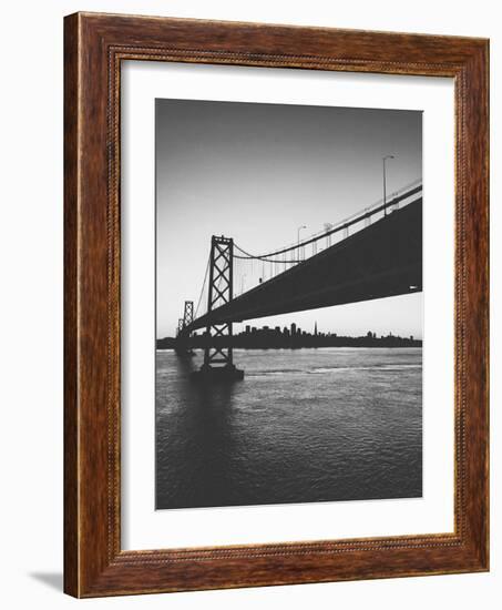 Classic San Francisco Bay Bridge in Black and White-null-Framed Photographic Print