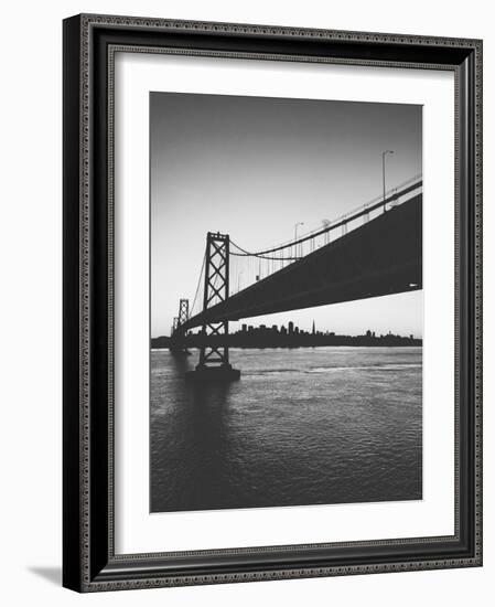 Classic San Francisco Bay Bridge in Black and White-null-Framed Photographic Print