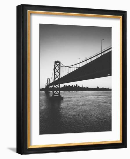 Classic San Francisco Bay Bridge in Black and White-null-Framed Photographic Print