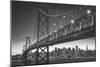 Classic San Francisco in Black and White, Bay Bridge at Night-Vincent James-Mounted Photographic Print