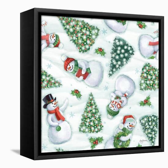 Classic Snowmen Step 01A-Mary Urban-Framed Stretched Canvas