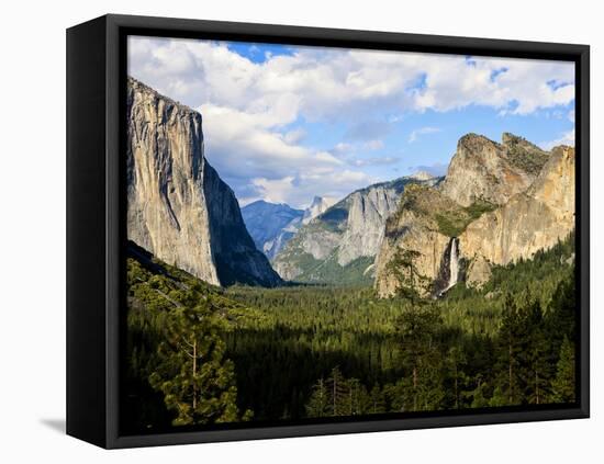 Classic Tunnel-View, Bridalveil Falls, El Capitan and Half Dome, Yosemite, California, USA-Tom Norring-Framed Premier Image Canvas