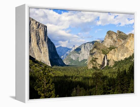 Classic Tunnel-View, Bridalveil Falls, El Capitan and Half Dome, Yosemite, California, USA-Tom Norring-Framed Premier Image Canvas