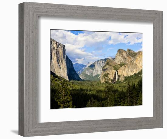 Classic Tunnel-View, Bridalveil Falls, El Capitan and Half Dome, Yosemite, California, USA-Tom Norring-Framed Photographic Print