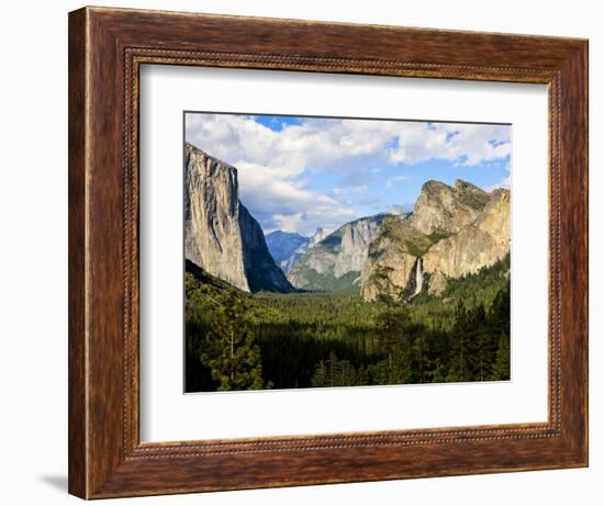 Classic Tunnel-View, Bridalveil Falls, El Capitan and Half Dome, Yosemite, California, USA-Tom Norring-Framed Photographic Print