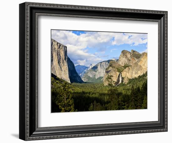 Classic Tunnel-View, Bridalveil Falls, El Capitan and Half Dome, Yosemite, California, USA-Tom Norring-Framed Photographic Print