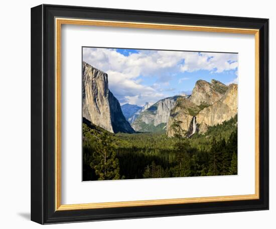 Classic Tunnel-View, Bridalveil Falls, El Capitan and Half Dome, Yosemite, California, USA-Tom Norring-Framed Photographic Print