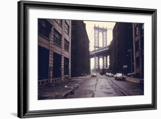 Classic View of the Manhattan Bridge Tower in Brooklyn. June 1974-null-Framed Photo