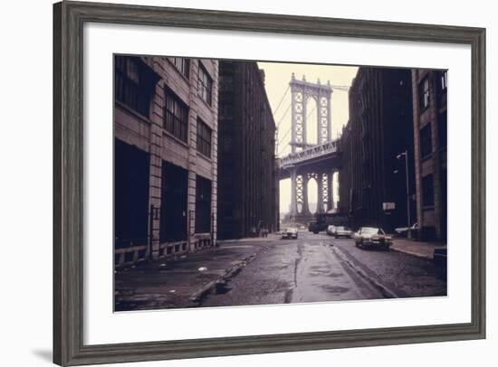 Classic View of the Manhattan Bridge Tower in Brooklyn. June 1974-null-Framed Photo