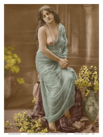 Classic Vintage French Nude Hand Colored Tinted Art Art Print Pacifica Island Art Art Com