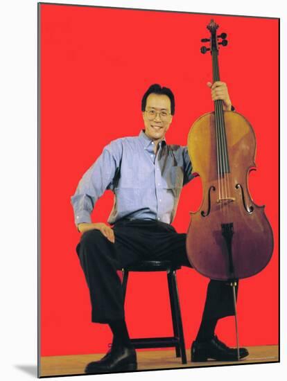 Classical Cellist Yo-Yo Ma Sitting with Cello in Smiling, Full Length Portrait-Ted Thai-Mounted Premium Photographic Print