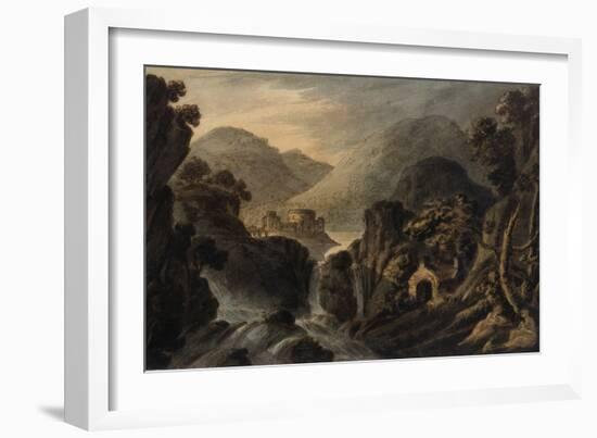 Classical Landscape with Cascade-Robert Adam-Framed Giclee Print