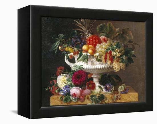 Classical Urn with Gooseberries, Apricots, Nuts and Currants-Johan Laurentz Jensen-Framed Premier Image Canvas