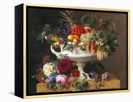 Classical Urn with Gooseberries, Apricots, Nuts and Currants-Johan Laurentz Jensen-Framed Premier Image Canvas