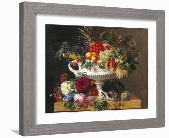 Classical Urn with Gooseberries, Apricots, Nuts and Currants-Johan Laurentz Jensen-Framed Giclee Print