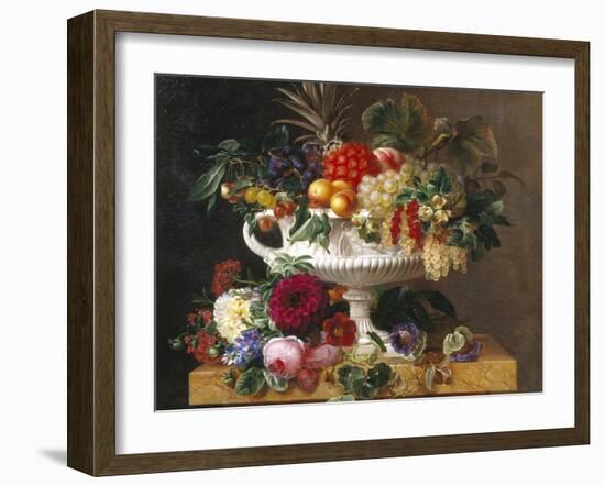 Classical Urn with Gooseberries, Apricots, Nuts and Currants-Johan Laurentz Jensen-Framed Giclee Print