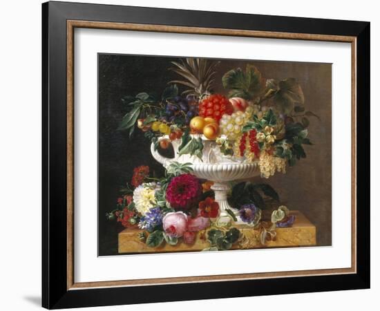 Classical Urn with Gooseberries, Apricots, Nuts and Currants-Johan Laurentz Jensen-Framed Giclee Print