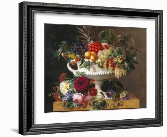 Classical Urn with Gooseberries, Apricots, Nuts and Currants-Johan Laurentz Jensen-Framed Giclee Print