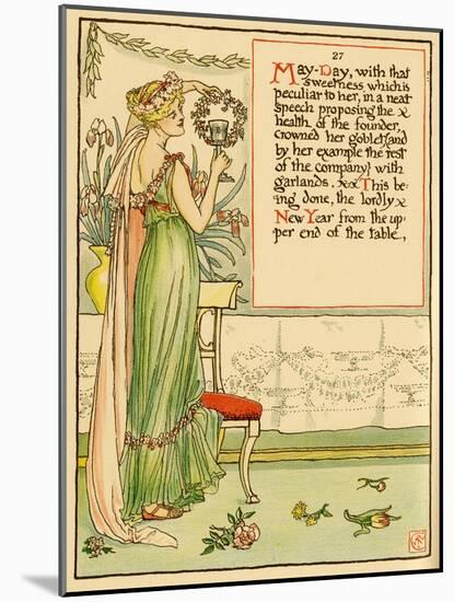 Classically Dressed Woman Lift A Goblet As May Day-Walter Crane-Mounted Art Print