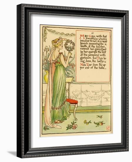 Classically Dressed Woman Lift A Goblet As May Day-Walter Crane-Framed Art Print