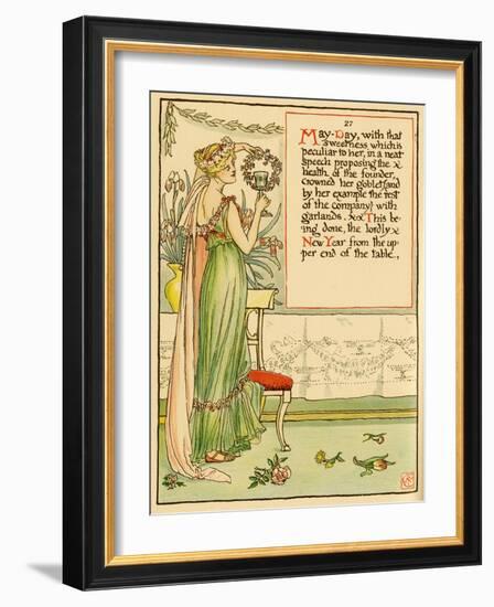 Classically Dressed Woman Lift A Goblet As May Day-Walter Crane-Framed Art Print