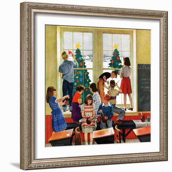 "Classroom Christmas", December 8, 1951-John Falter-Framed Giclee Print