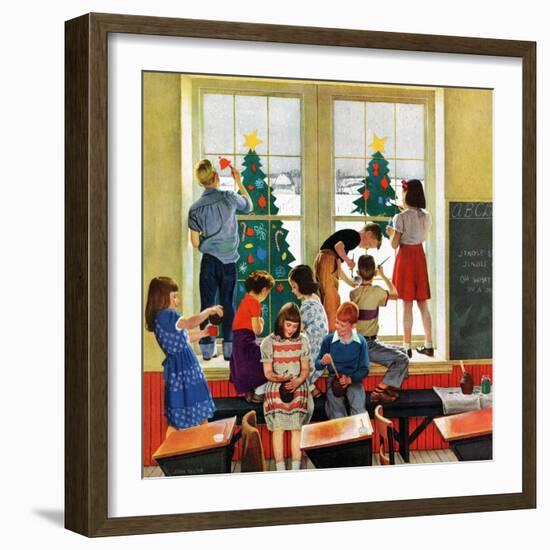 "Classroom Christmas", December 8, 1951-John Falter-Framed Giclee Print