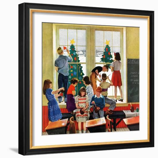 "Classroom Christmas", December 8, 1951-John Falter-Framed Giclee Print