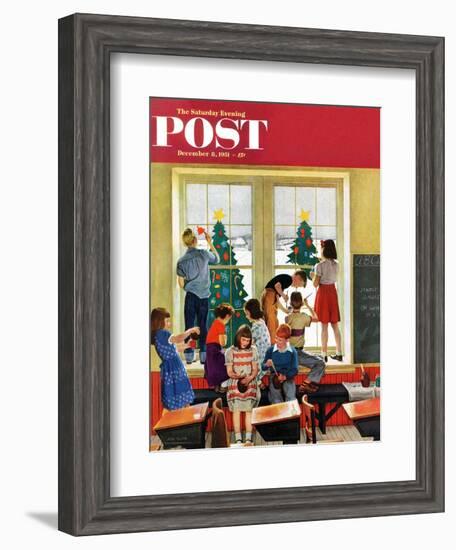 "Classroom Christmas" Saturday Evening Post Cover, December 8, 1951-John Falter-Framed Giclee Print