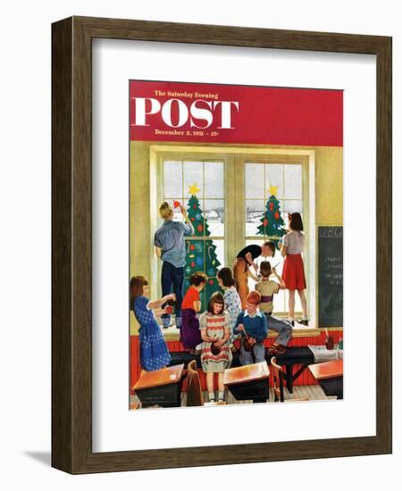 "Classroom Christmas" Saturday Evening Post Cover, December 8, 1951-John Falter-Framed Giclee Print