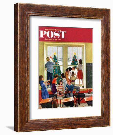 "Classroom Christmas" Saturday Evening Post Cover, December 8, 1951-John Falter-Framed Giclee Print