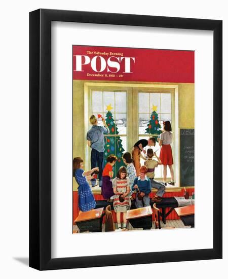 "Classroom Christmas" Saturday Evening Post Cover, December 8, 1951-John Falter-Framed Giclee Print