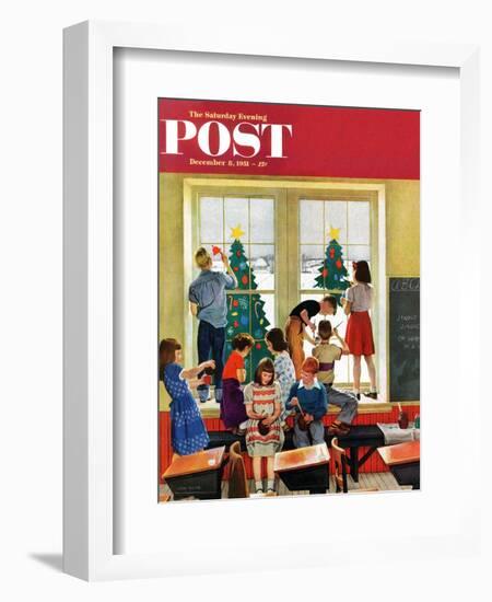 "Classroom Christmas" Saturday Evening Post Cover, December 8, 1951-John Falter-Framed Giclee Print