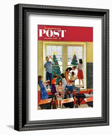 "Classroom Christmas" Saturday Evening Post Cover, December 8, 1951-John Falter-Framed Giclee Print