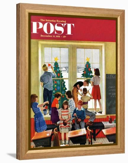 "Classroom Christmas" Saturday Evening Post Cover, December 8, 1951-John Falter-Framed Premier Image Canvas
