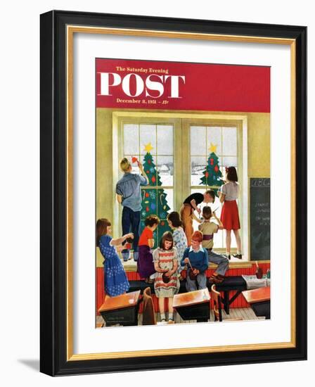 "Classroom Christmas" Saturday Evening Post Cover, December 8, 1951-John Falter-Framed Giclee Print