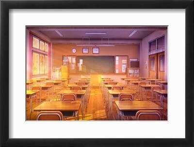 Classroom - Evening, 2D Anime Background , Illustration